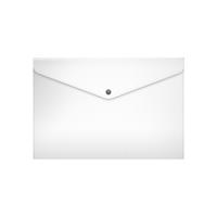 Папка-конверт на кнопке "Diamond Total White", полупрозрачная, А4, белая