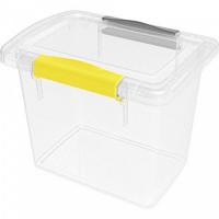 Ящик для хранения "Laconic mini", с защелками, 1,6 л, цвет: серый, желтый