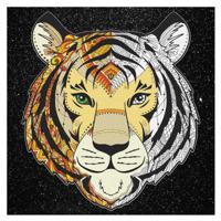 Холст для раскрашивания "Тигр", с блестками, черный фон (29x29 см)