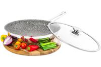 Сковорода глубокая "Гармония вкуса. Серебро", цвет: серый мрамор, с крышкой, 28 см, 49x29,9x10,5 см