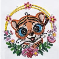 Набор для вышивания бисером Абрис Арт "Веселый тигрёнок", 15х15 см, арт. AM-235