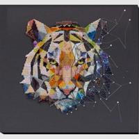 Набор для вышивания бисером на натуральном художественном холсте Абрис Арт "Созвездие Тигра", 32х31 см, арт. АВ-834