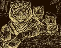 Набор для творчества "Hobbius" "Гравюра. Тигры" (золото), 20х25,5 см