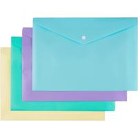 Папки-конверты на кнопке "Акварель", А4, 4 цвета, 8 штук