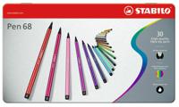 Набор фломастеров Stabilo "Pen 68", 30 цветов, в металлическом футляре