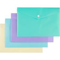 Папки-конверты на кнопке "Акварель", А5, 4 цвета, 8 штук