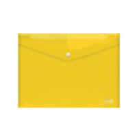 Папка-конверт с кнопкой, А4, прозрачная желтая, 0,16 мм