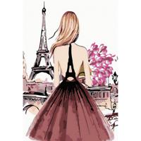 Картина по номерам "Девушка в Париже" (16 цветов), 15x20 см