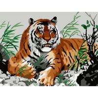 Картина по номерам "Тигр на отдыхе" (13 цветов), 15x20 см
