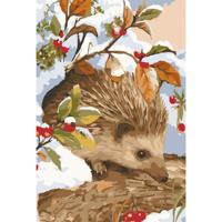 Картина по номерам "Ёжик в зимнем лесу" (18 цветов), 20x30 см