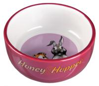 Миска керамическая для грызунов Trixie "Honey&Hopper", с рисунком, 250 мл