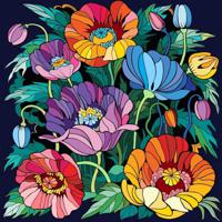 Алмазная мозаика "Цветочная фантазия" (28 цветов), 30x30 см