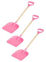 Набор лопаток пластмассовых с деревянной ручкой, 60 см, цвет: розовый (3 штуки)