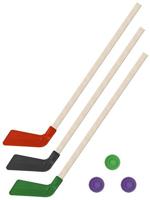 Детский хоккейный набор "Зима, лето" 3 в 1, клюшки хоккейные, 80 см (красная, черная, зеленая) + 3 шайбы