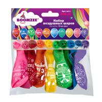 Набор воздушных шаров "Boomzee. С днем рождения!", 10 штук, 30 см, цвет: ассорти (металлик), арт. BPR-30