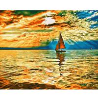 Картина по номерам с цветной схемой "Заход солнца", 40х50 см (22 цвета)