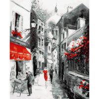 Картина по номерам с цветной схемой "Улочка старого города", 40х50 см (21 цвет)