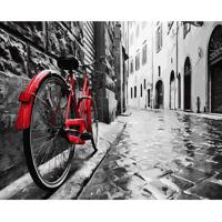 Картина по номерам с цветной схемой "Велосипед в старом городе", 40х50 см (23 цвета)