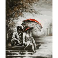 Картина по номерам с цветной схемой "Пара под зонтом", 40х50 см (21 цвет)