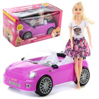 Кукла на автомобиле, блондинка (сиреневый автомобиль)