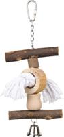 Игрушка деревянная для птиц Trixie "Natural Living", с колокольчиком и веревочкой, 20 см