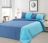 Комплект постельного белья "Озера Карелии", 2-х спальный, трикотаж (цвет: синий, голубой)