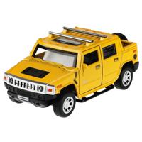 Машина металл HUMMER H2 PICKUP длина 12 см, двер, багаж, инерц, желтый, кор.