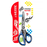 Ножницы 150мм "Tatoo" ручки пластиковые асимметричные с резиновыми вставками 