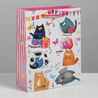 Пакет ламинированный вертикальный «Забавные коты», MS 18 × 23 × 8 см