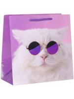 Пакет подарочный "Кот на стиле", квадратный, 37x37x20 см