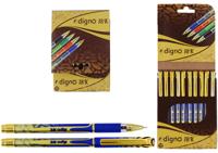 Ручка шариковая с чернилами на масляной основе: DIGNO "18K"; стильный дизайн: синий пластиковый корпус
