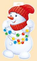 Плакат "Снеговик с гирляндой"