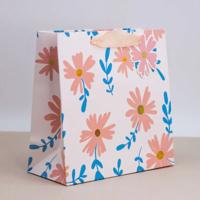 Пакет подарочный (S) "Wonderful pink flowers blue leaves", (22*22*10)