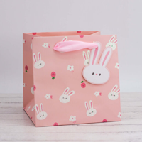 Пакет подарочный (S) "Much hare", pink (16*16*16)