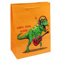 Пакет подарочный с глянцевой ламинацией 40x47x14 см  (XXL) Музыкальный динозавр