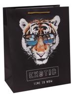 Пакет подарочный из крафт-бумаги 26,4х32,7х13,6 см (craft L) Стильный тигр