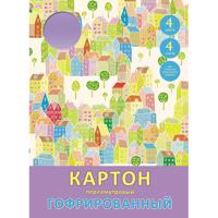 ЦКПГ44306 Гофрированный перламутровый картон 4 листа, 4 цвета