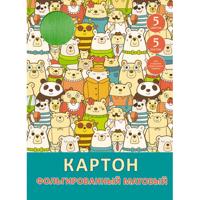 ЦКМФ55313 Матовый фольгированный картон 5 листов, 5 цветов 