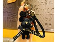 Брелок для ключей "Вязанный мишка черный", пластиковая фигурка 6.5 см