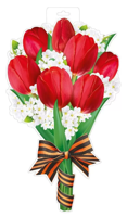 Плакат "Красные тюльпаны с георгиевской лентой"