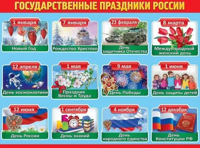 Плакат "Государственные праздники России" А2