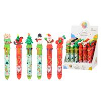 Ручка шариковая автоматическая "Новогодние", 10-цветная, ассорти