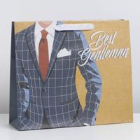 Пакет крафтовый вертикальный «Best gentleman», 30 х 26 х 9 см