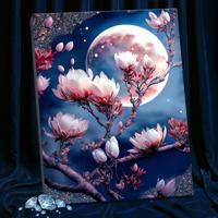 Картина по номерам с кристаллами из хрусталя (40х50) ЦВЕТУЩАЯ МАГНОЛИЯ (19 цветов)