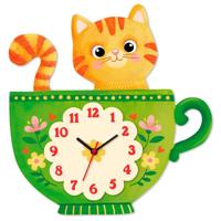Настенные детские часы "Кот в чашке" 