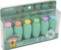 Набор маркеров выделителей "Kawaii Cactus" в форме кактуса 6 штук в упаковке