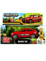 Машина металл BMW X6 12 см, двер, багаж, инер, красный мой мир, кор. Технопарк