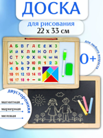 Доска для рисования, двусторонняя 22х33 см 