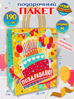 Пакет подарочный "Тортик" 18х23х10 см