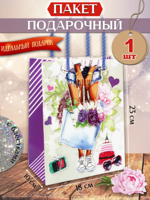 Пакет подарочный "Отдых в Париже" 18х23х10 см